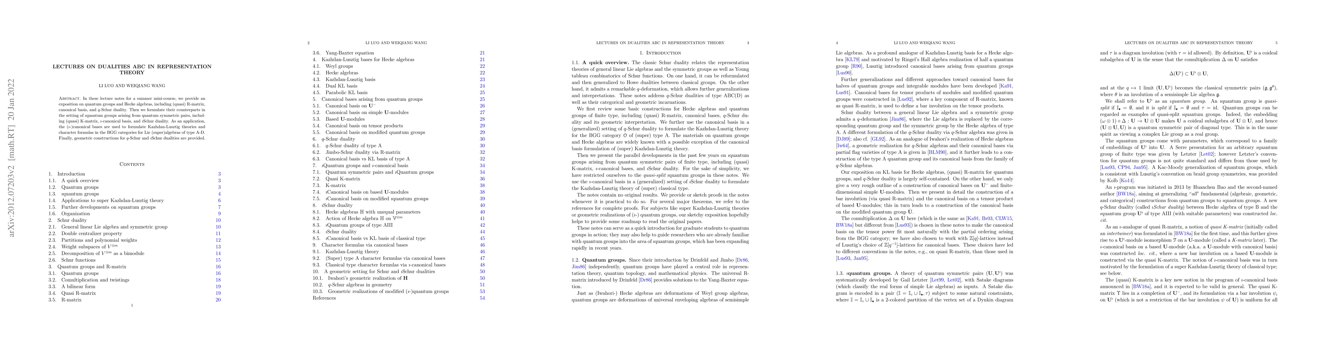 Thumbnail for Lectures on dualities ABC in representation theory