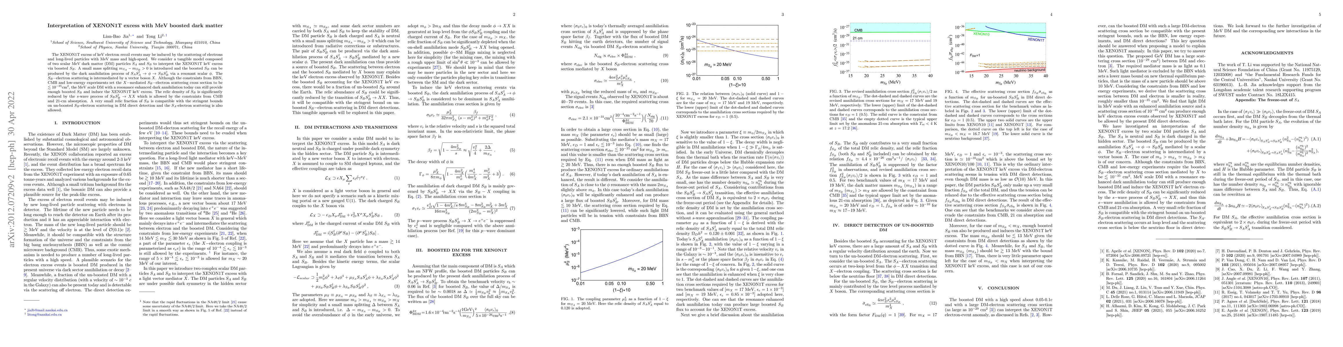 Thumbnail for Interpretation of XENON1T excess with MeV boosted dark matter
