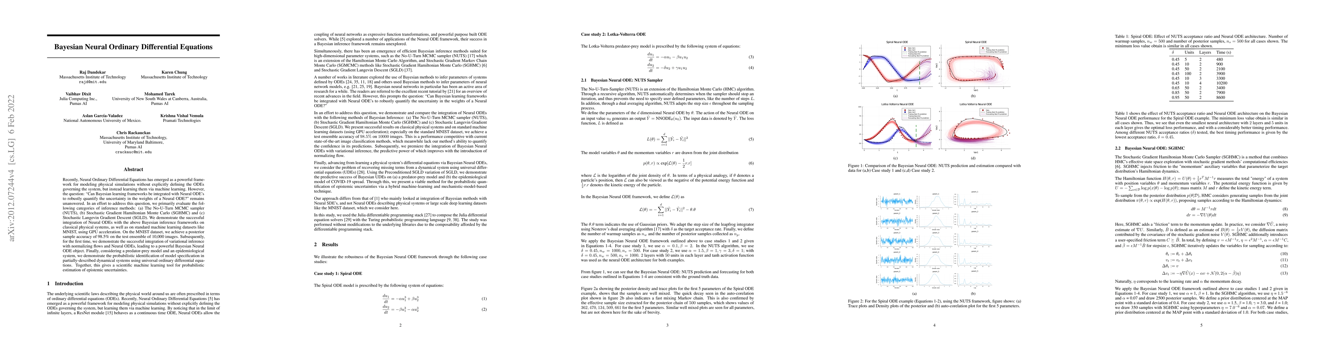 Thumbnail for Bayesian Neural Ordinary Differential Equations
