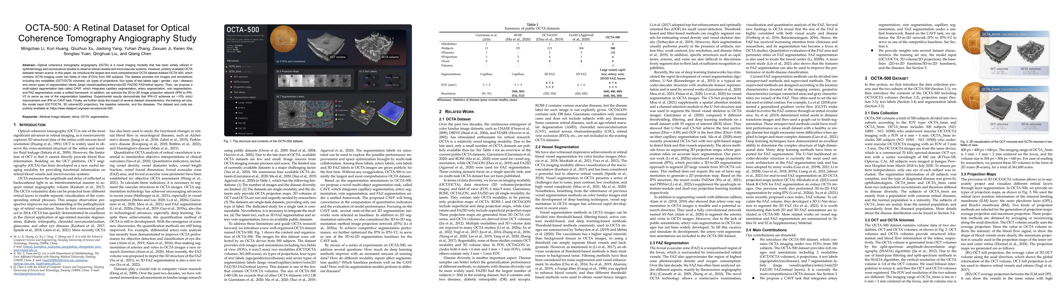Thumbnail for OCTA-500: A Retinal Dataset for Optical Coherence Tomography Angiography
  Study