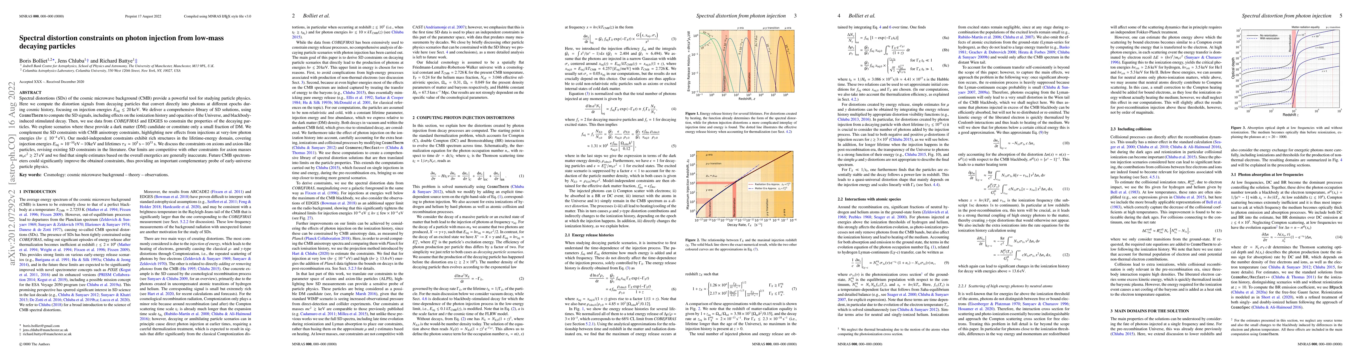 Thumbnail for Spectral distortion constraints on photon injection from low-mass
  decaying particles