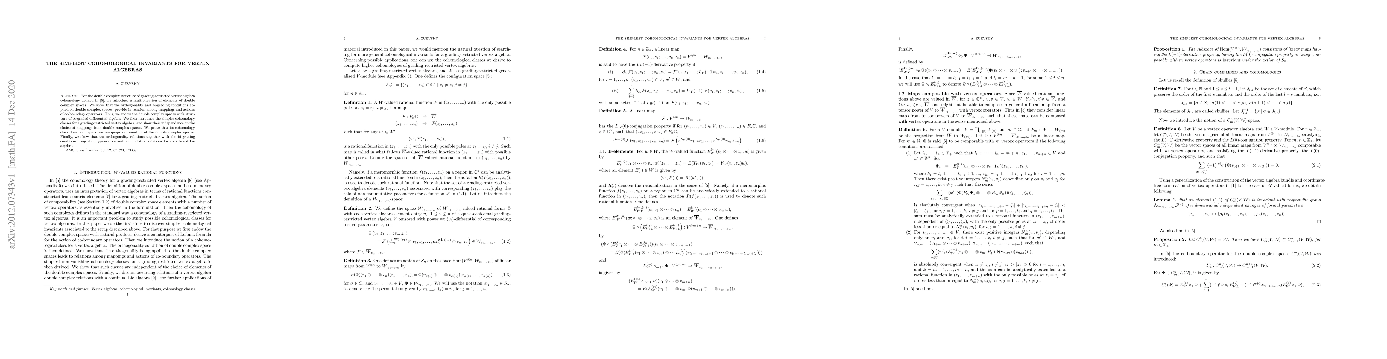 Thumbnail for The simplest cohomological invariants for vertex algebras