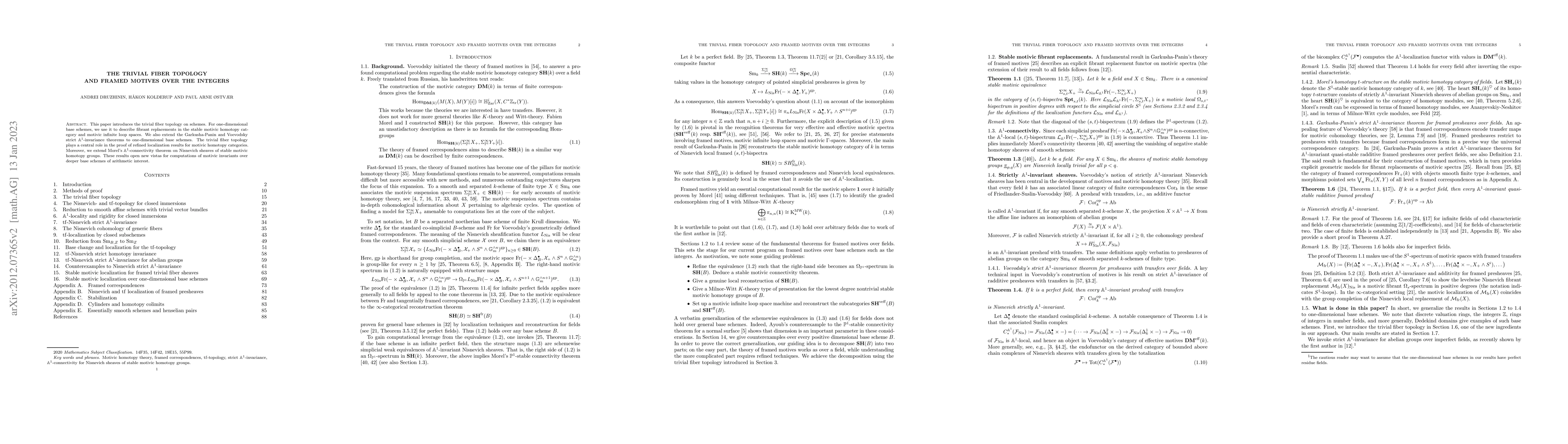 Thumbnail for The trivial fiber topology and framed motives over the integers