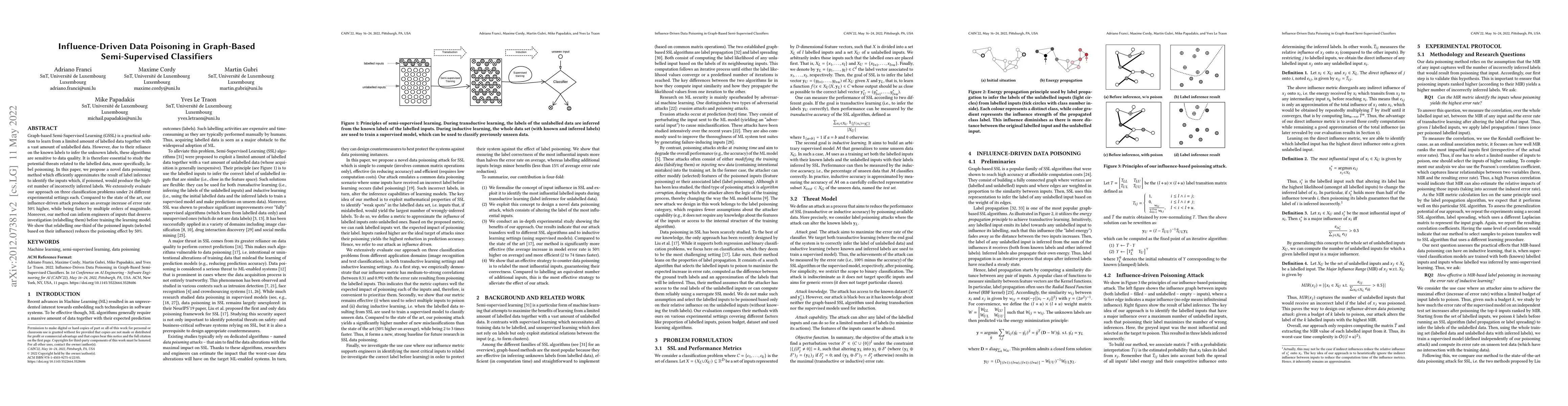 Thumbnail for Influence-Driven Data Poisoning in Graph-Based Semi-Supervised
  Classifiers