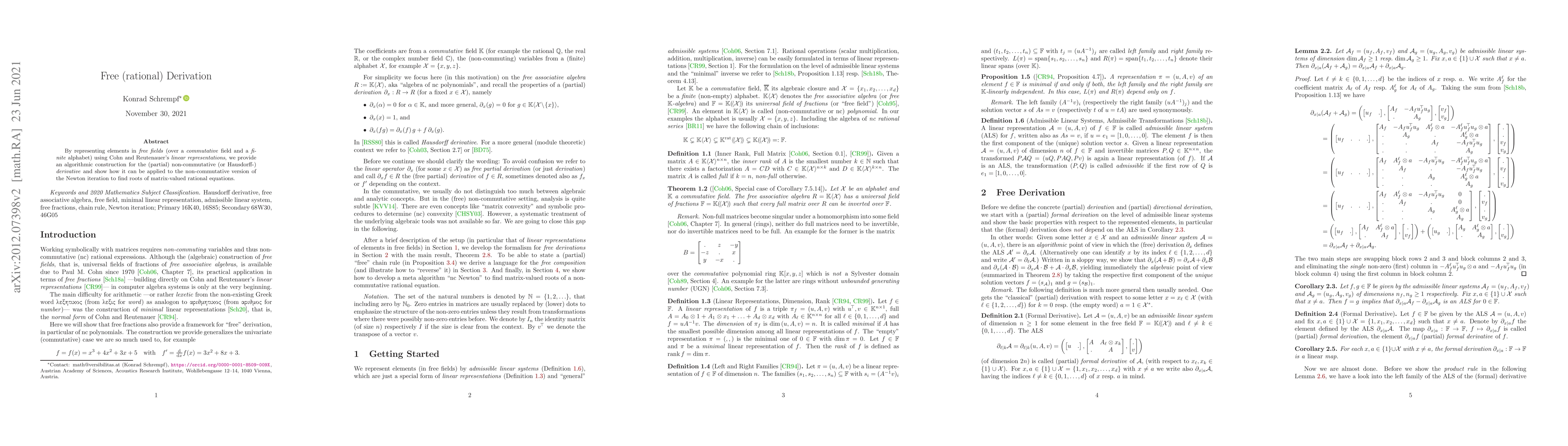 Thumbnail for Free (rational) Derivation