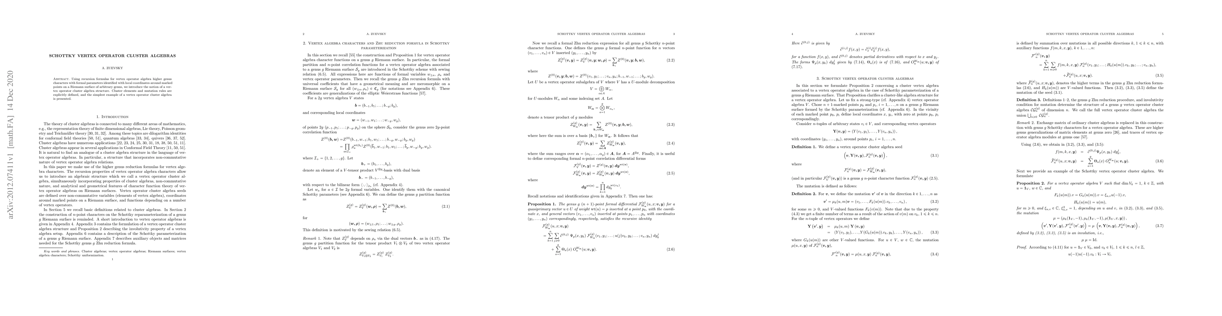 Thumbnail for Schottky vertex operator cluster algebras