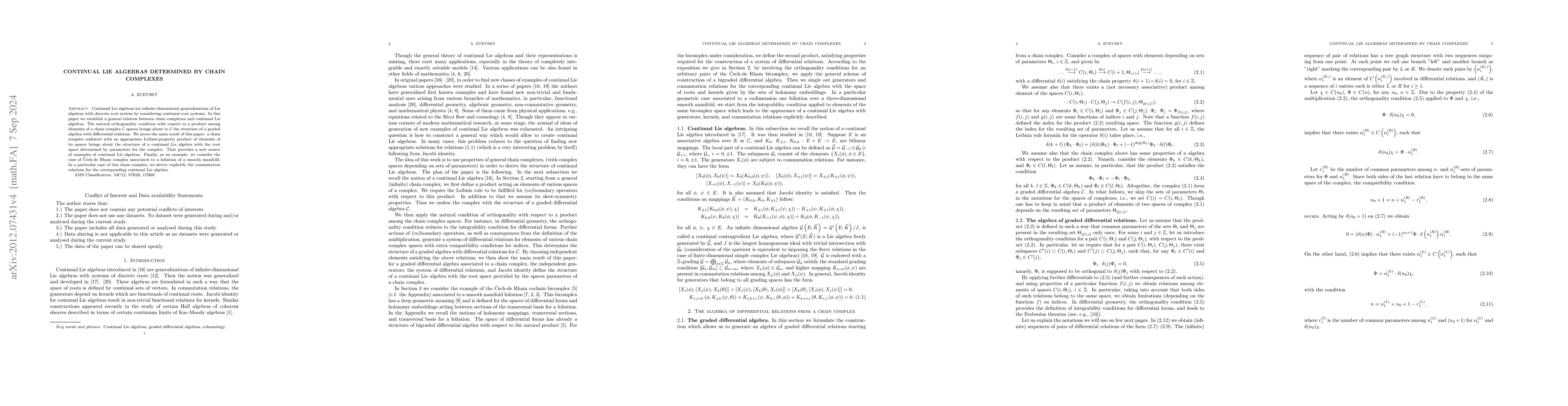 Thumbnail for Continual Lie algebras determined by chain complexes