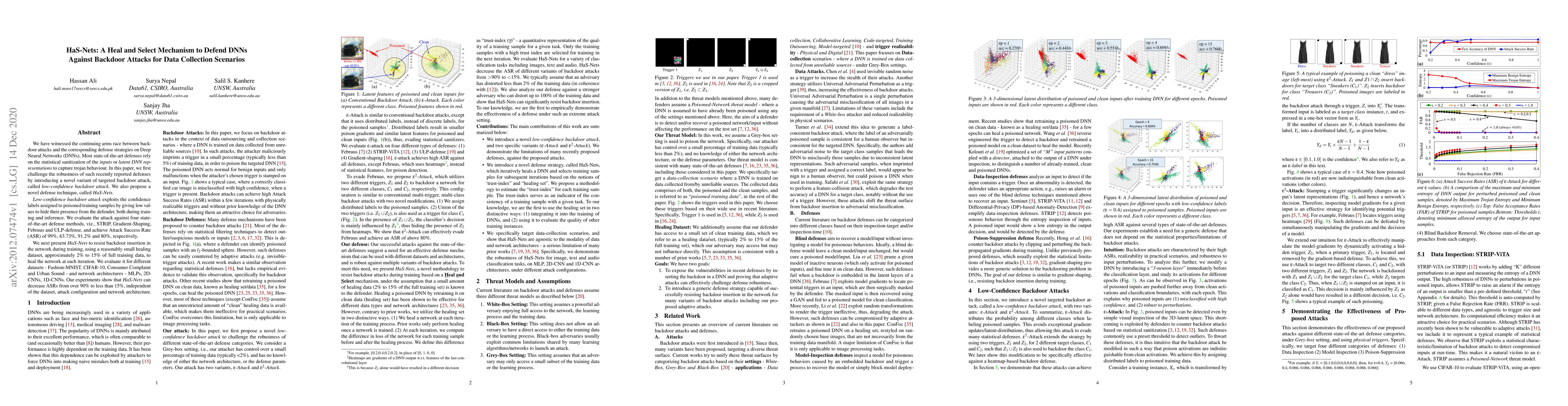 Thumbnail for HaS-Nets: A Heal and Select Mechanism to Defend DNNs Against Backdoor
  Attacks for Data Collection Scenarios