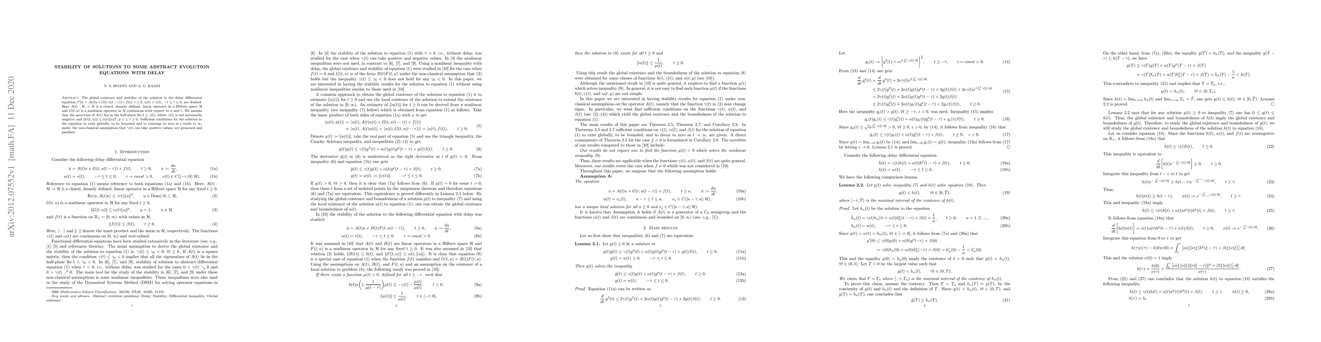 Thumbnail for Stability of solutions to some abstract evolution equations with delay