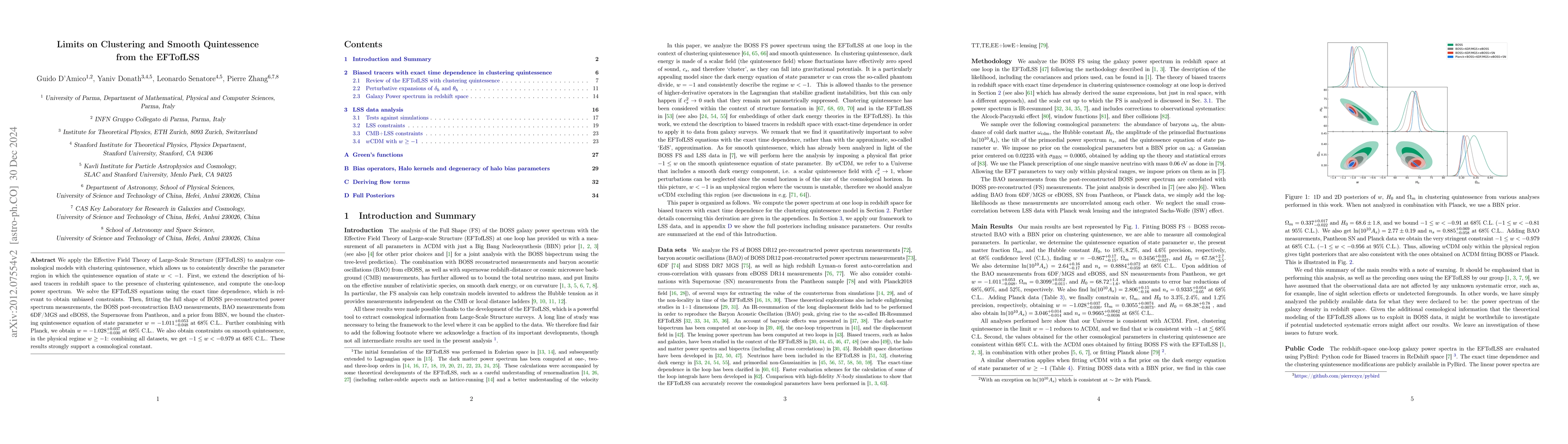 Thumbnail for Limits on Clustering and Smooth Quintessence from the EFTofLSS