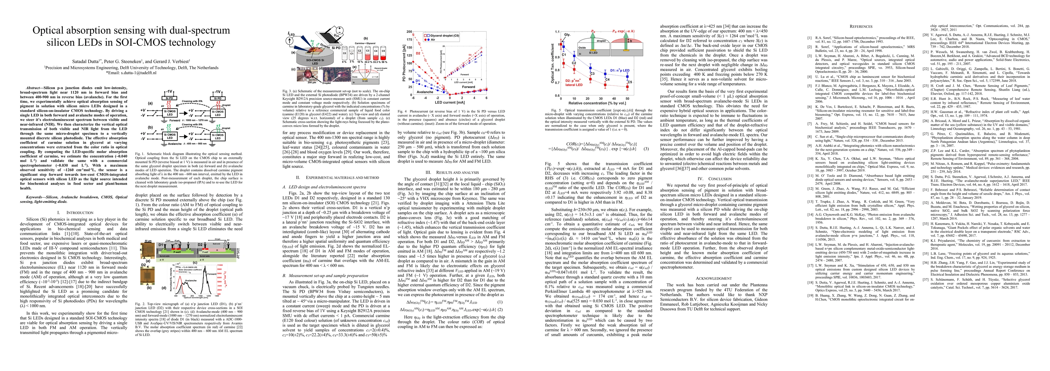 Thumbnail for Optical absorption sensing with dual-spectrum silicon LEDs in SOI-CMOS
  technology