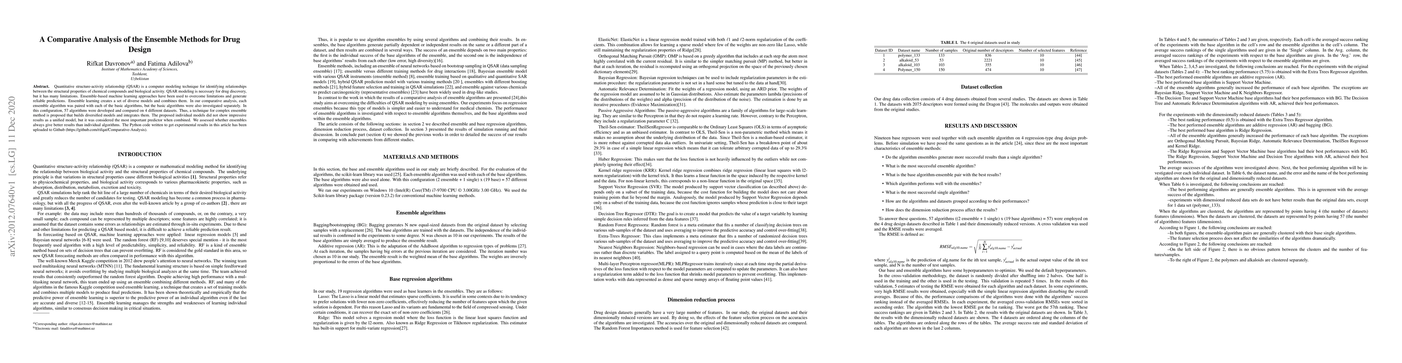 Thumbnail for A Comparative Analysis of the Ensemble Methods for Drug Design