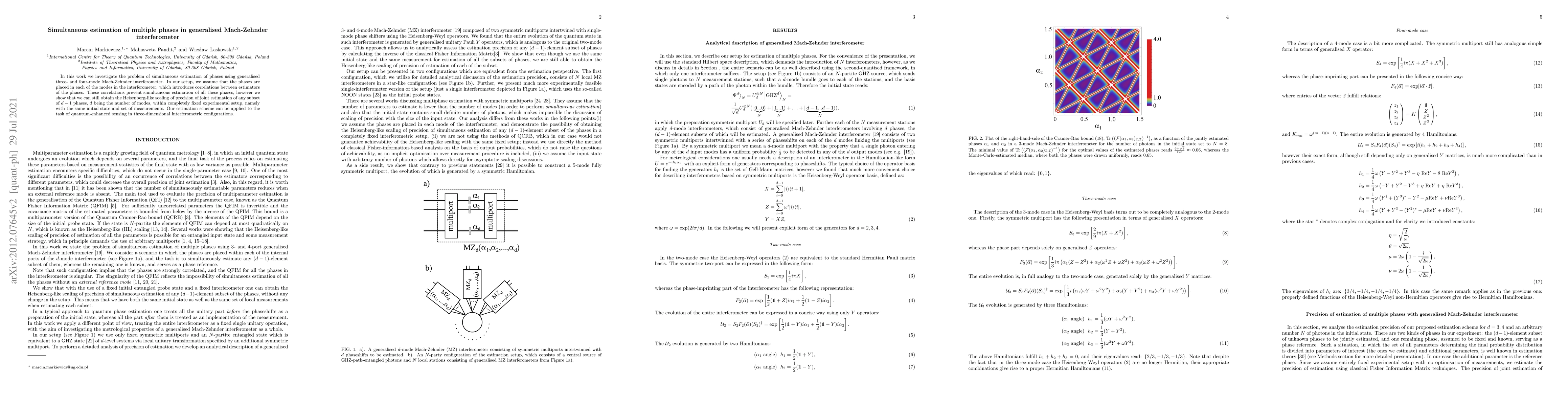 Thumbnail for Simultaneous estimation of multiple phases in generalised Mach-Zehnder
  interferometer