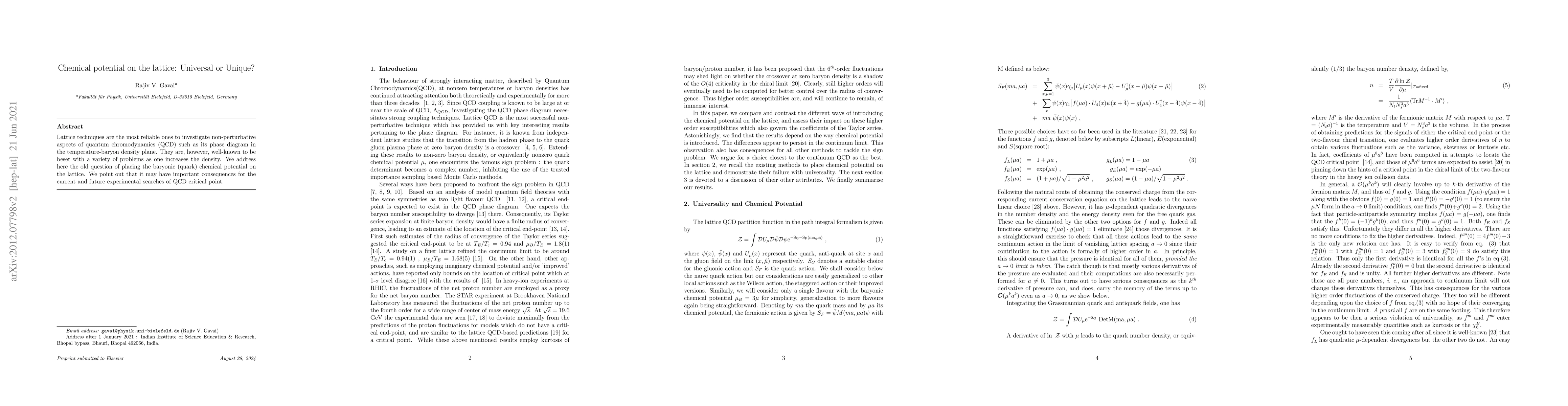 Thumbnail for Chemical potential on the lattice: Universal or Unique?