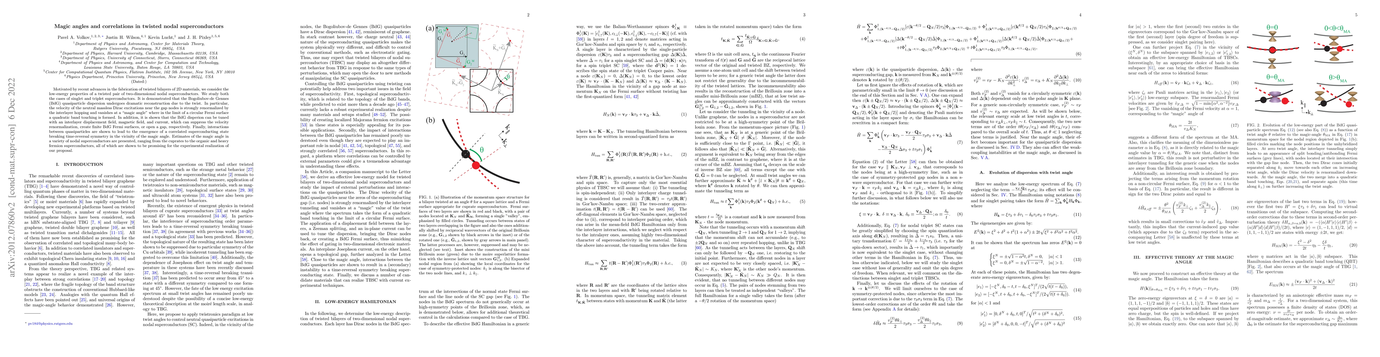 Thumbnail for Magic angles and correlations in twisted nodal superconductors
