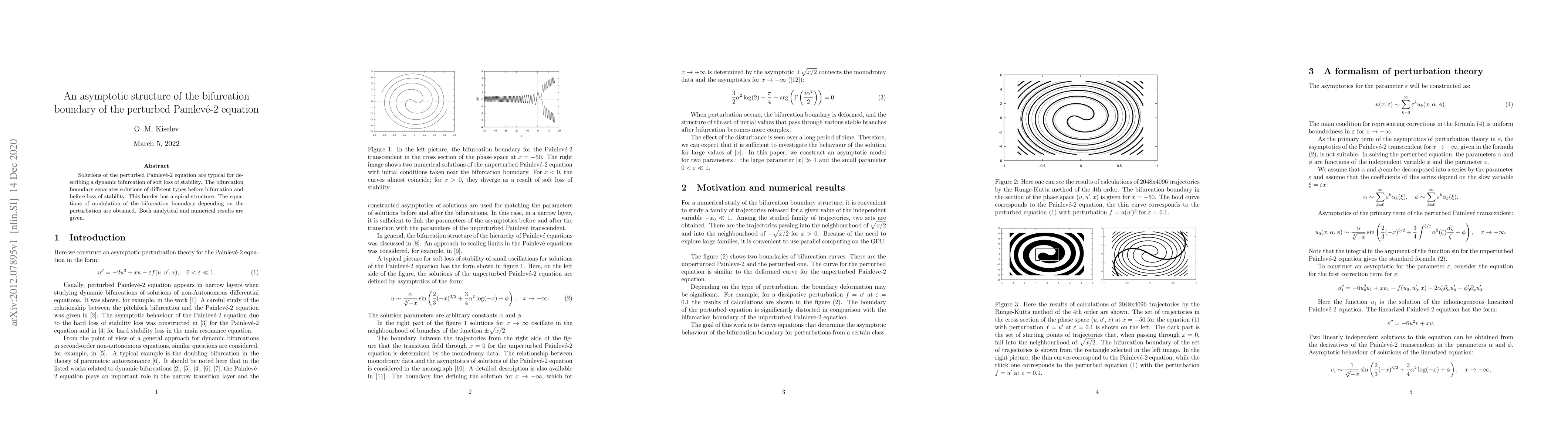 Thumbnail for An asymptotic structure of the bifurcation boundary of the perturbed
  Painlev\'e-2 equation