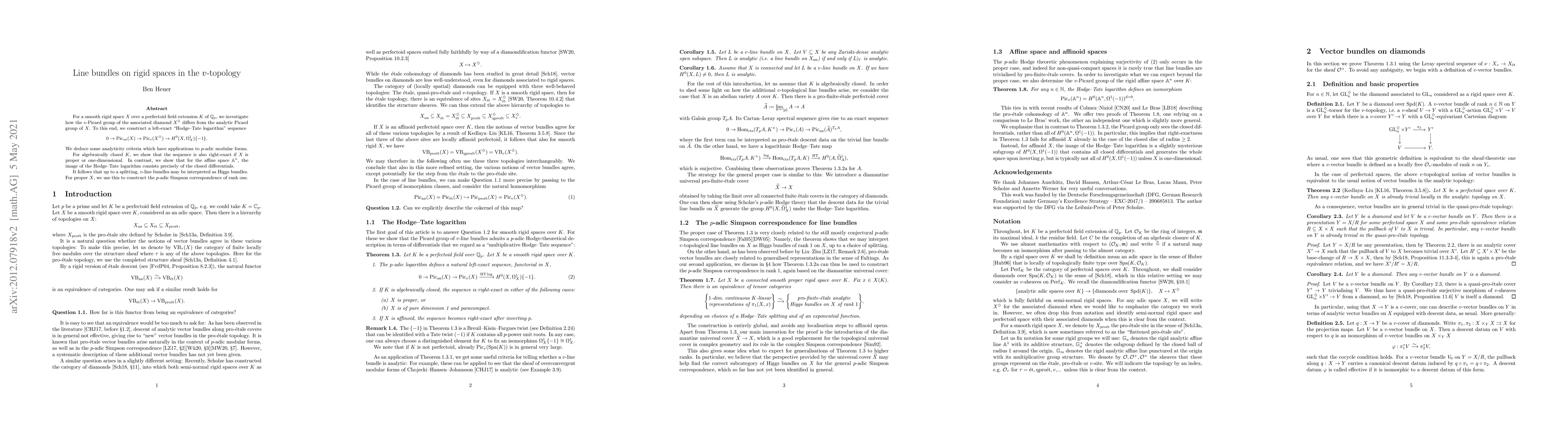 Thumbnail for Line bundles on rigid spaces in the $v$-topology