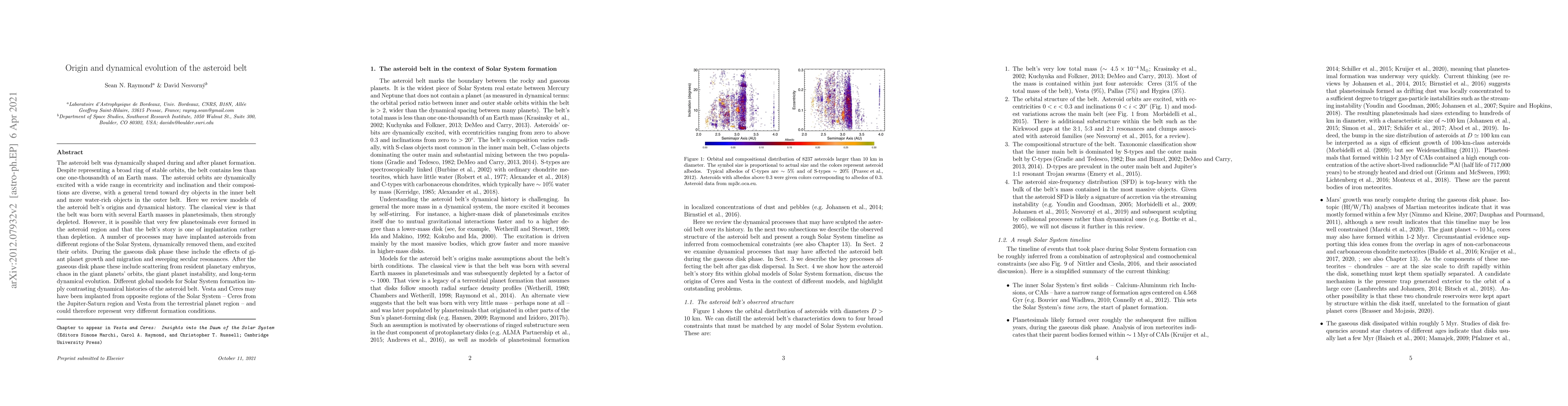 Thumbnail for Origin and dynamical evolution of the asteroid belt