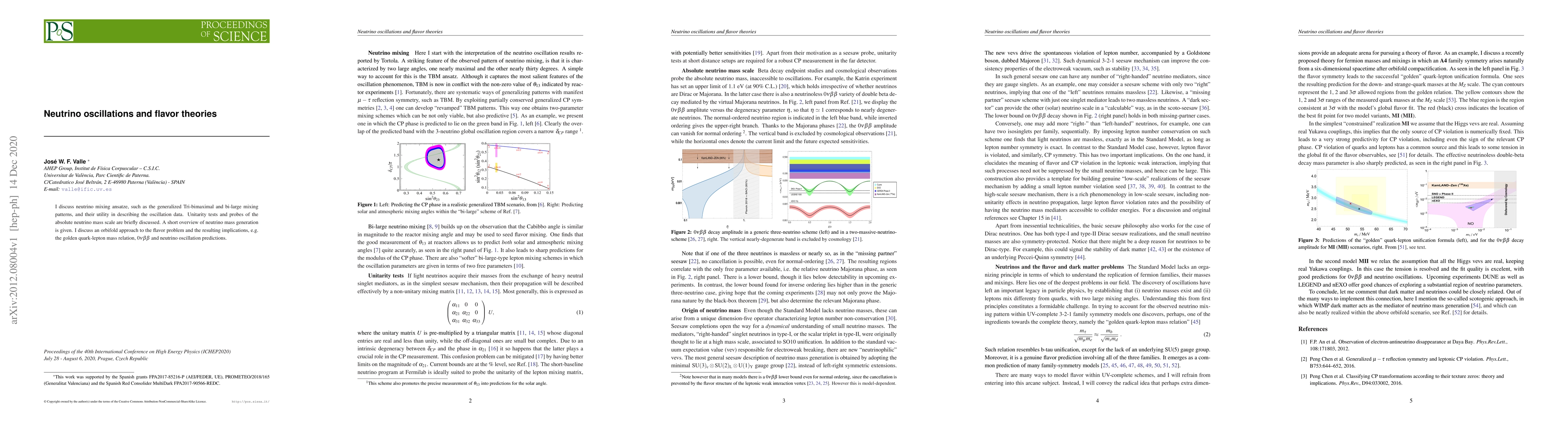 Thumbnail for Neutrino oscillations and flavor theories