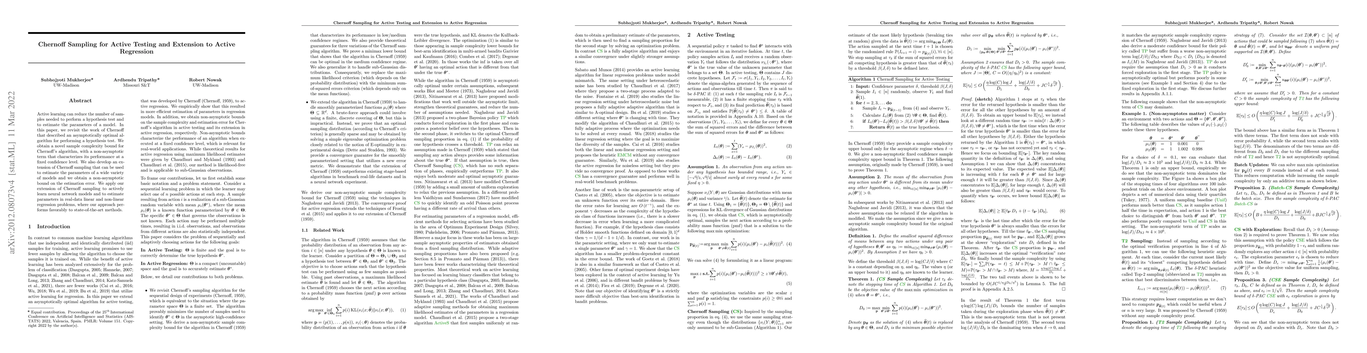 Thumbnail for Chernoff Sampling for Active Testing and Extension to Active Regression