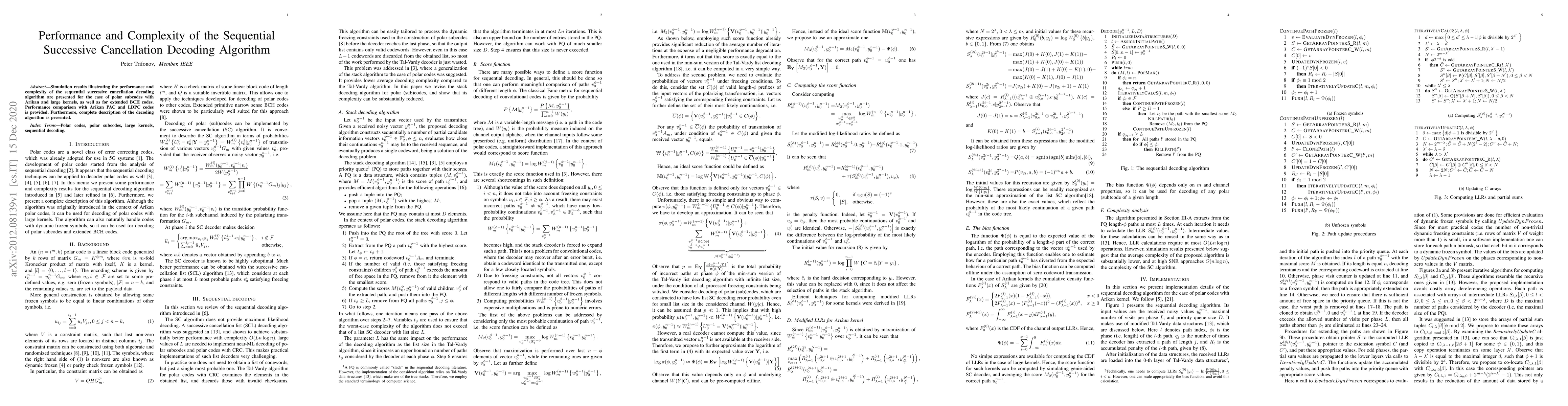 Thumbnail for Performance and Complexity of the Sequential Successive Cancellation
  Decoding Algorithm