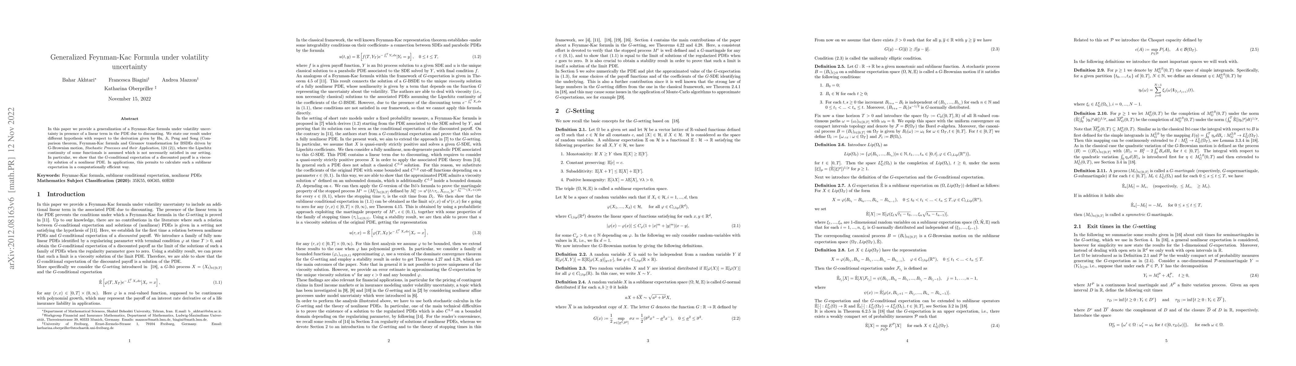 Thumbnail for Generalized Feynman-Kac Formula under volatility uncertainty