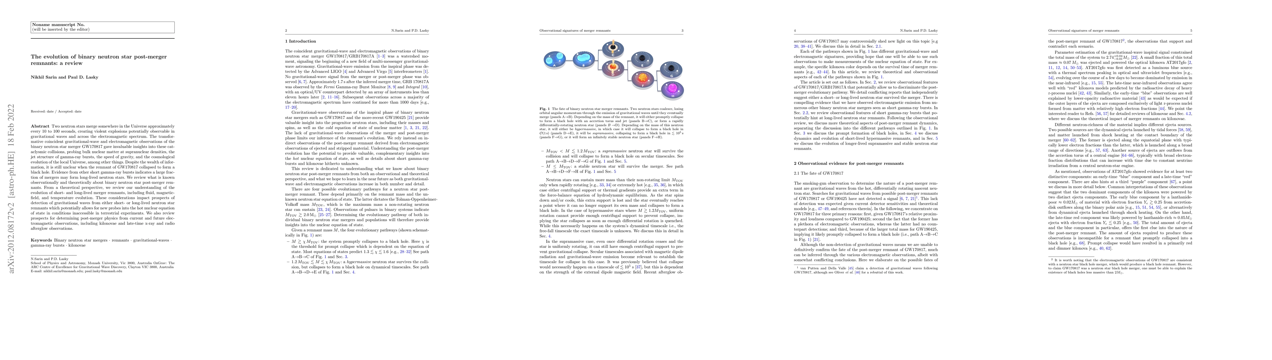 Thumbnail for The evolution of binary neutron star post-merger remnants: a review