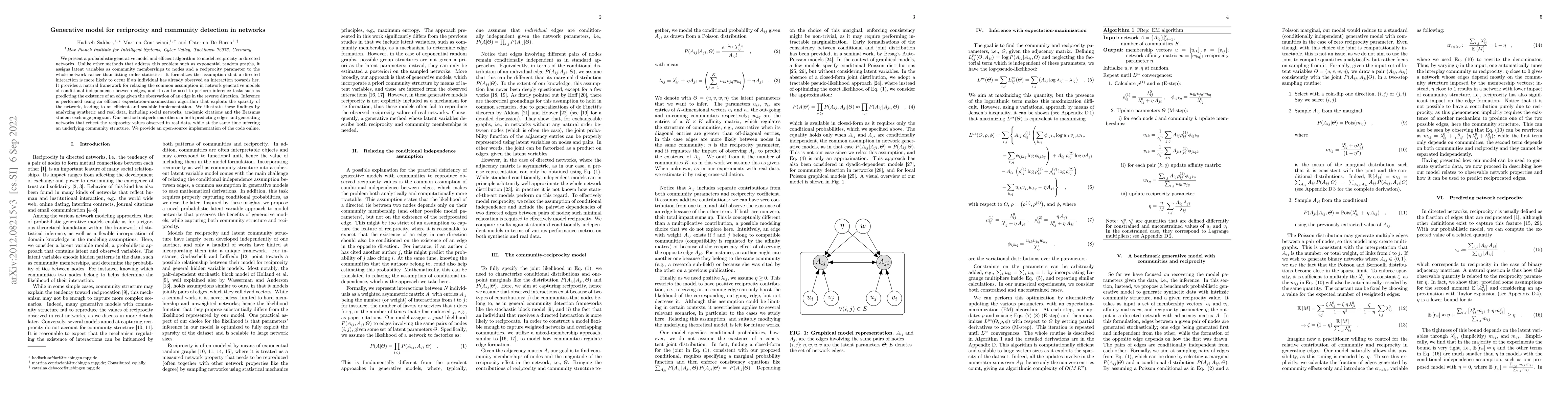 Thumbnail for Generative model for reciprocity and community detection in networks