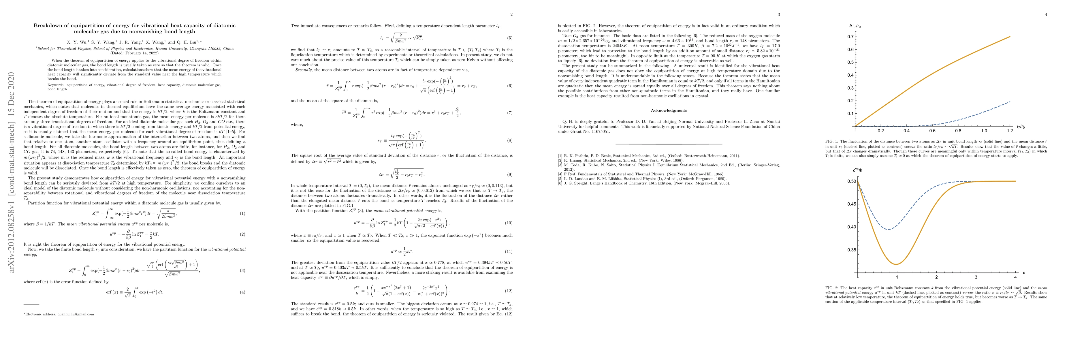 Thumbnail for Breakdown of equipartition of energy for vibrational heat capacity of
  diatomic molecular gas due to nonvanishing bond length