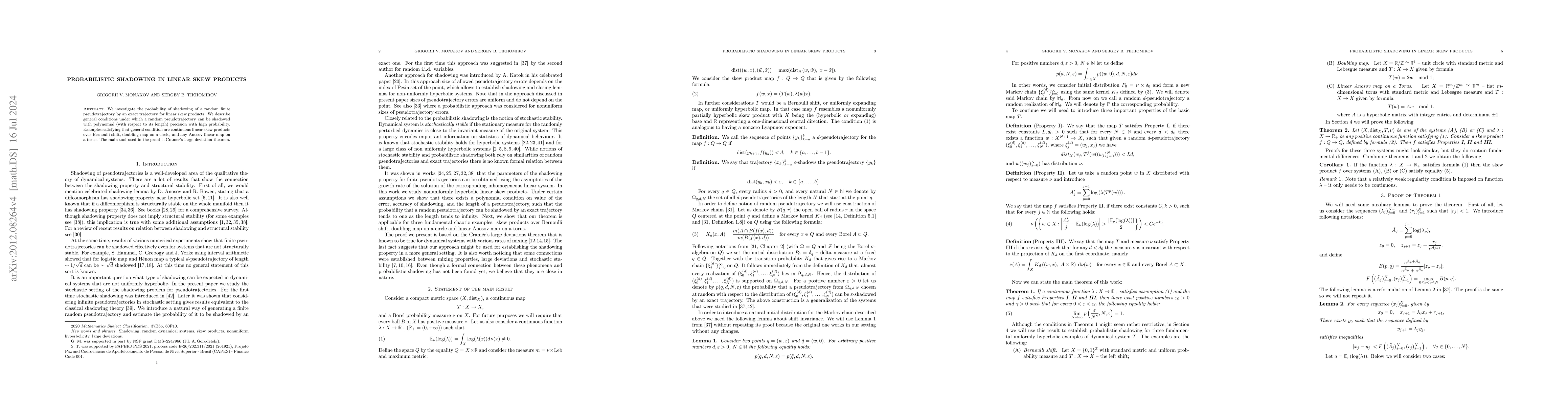 Thumbnail for Probabilistic shadowing in linear skew products