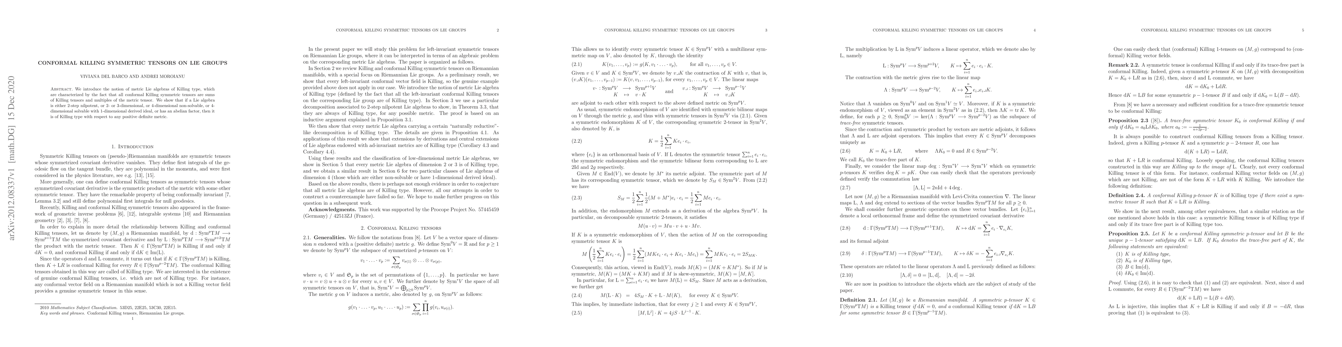 Thumbnail for Conformal Killing symmetric tensors on Lie groups