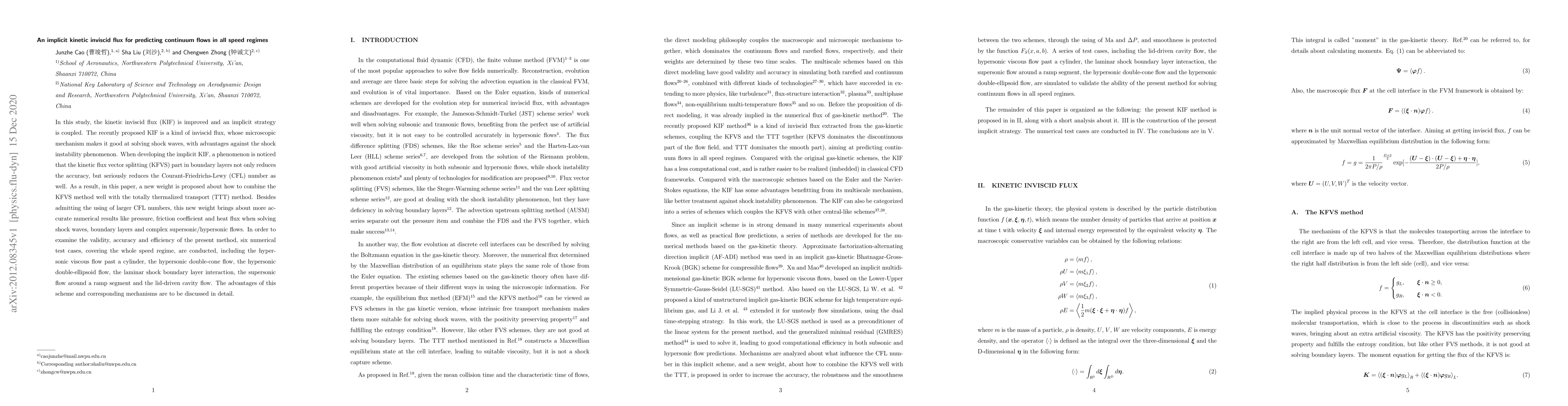 Thumbnail for An implicit kinetic inviscid flux for predicting continuum flows in all
  speed regimes