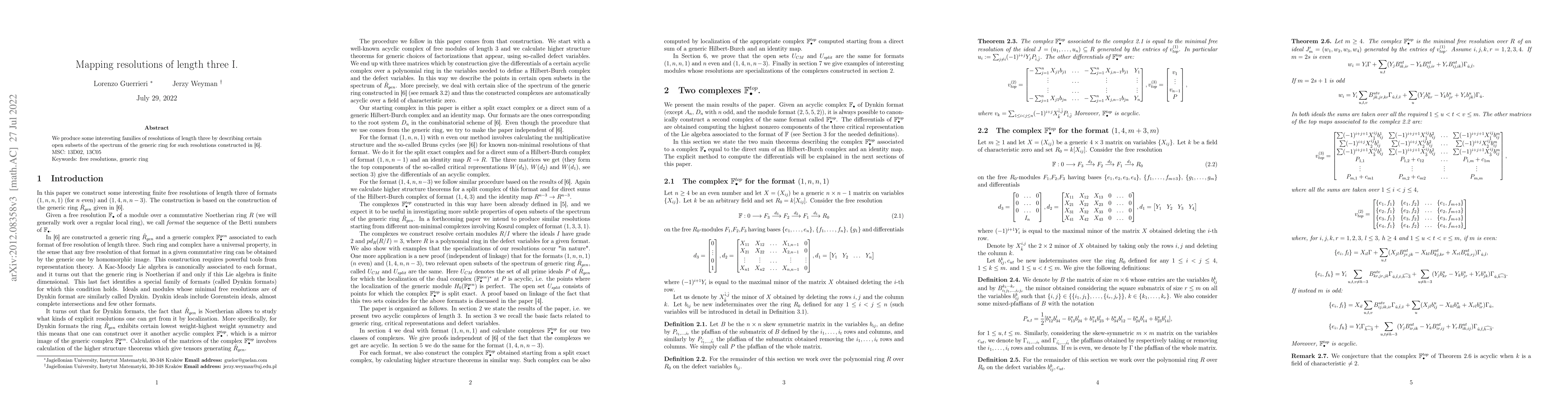 Thumbnail for Mapping resolutions of length three I