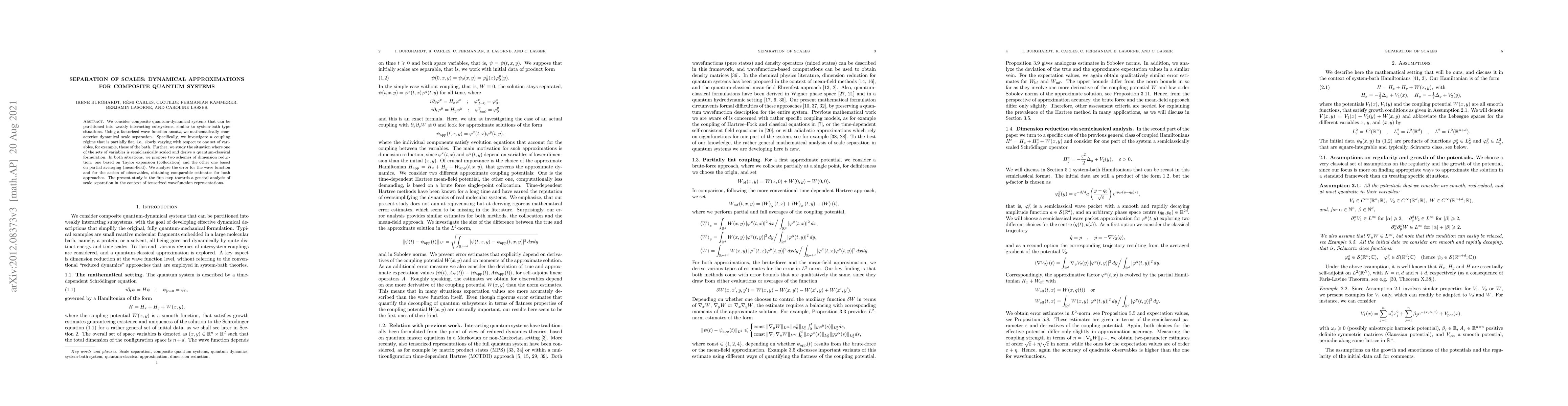 Thumbnail for Separation of scales: Dynamical approximations for composite quantum
  systems