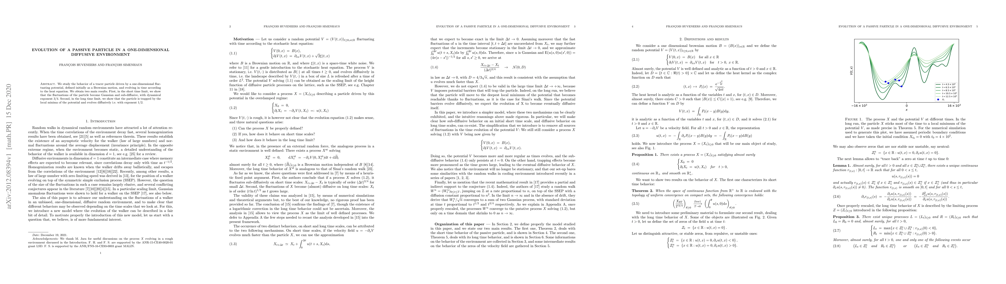 Thumbnail for Evolution of a passive particle in a one-dimensional diffusive
  environment