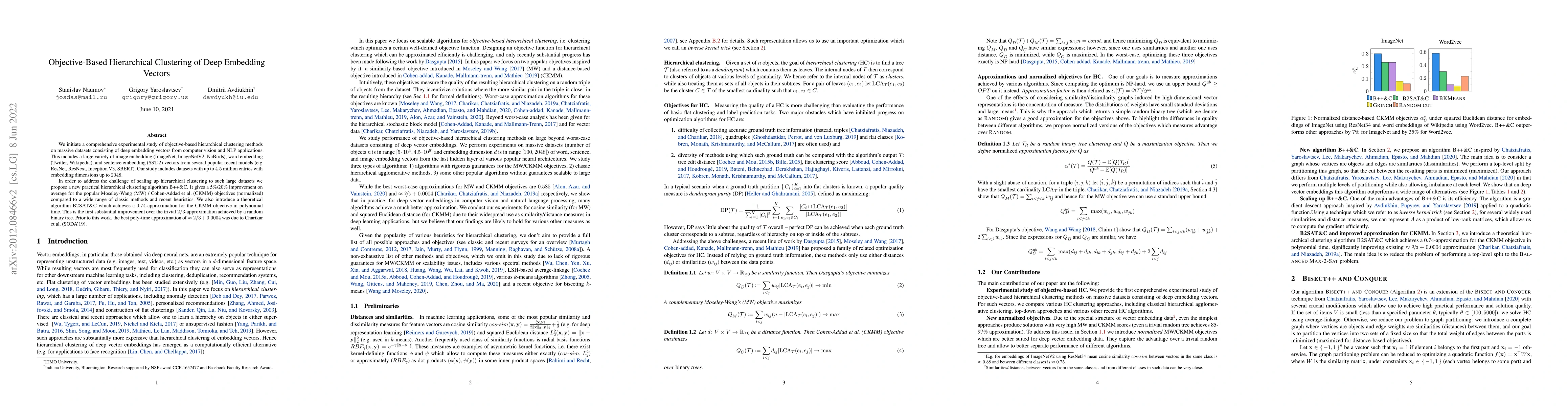 Thumbnail for Objective-Based Hierarchical Clustering of Deep Embedding Vectors