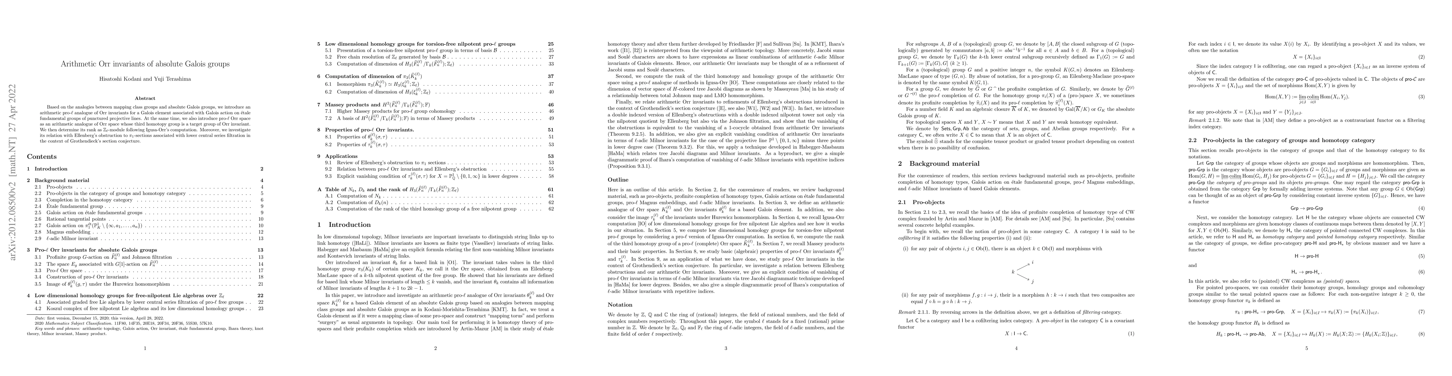 Thumbnail for Arithmetic Orr invariants of absolute Galois groups