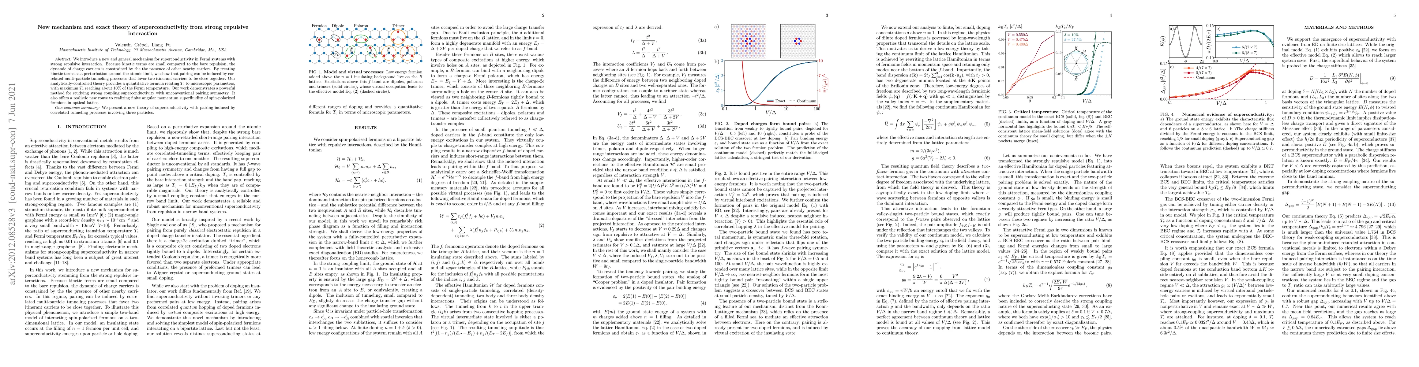 Thumbnail for New mechanism and exact theory of superconductivity from strong
  repulsive interaction