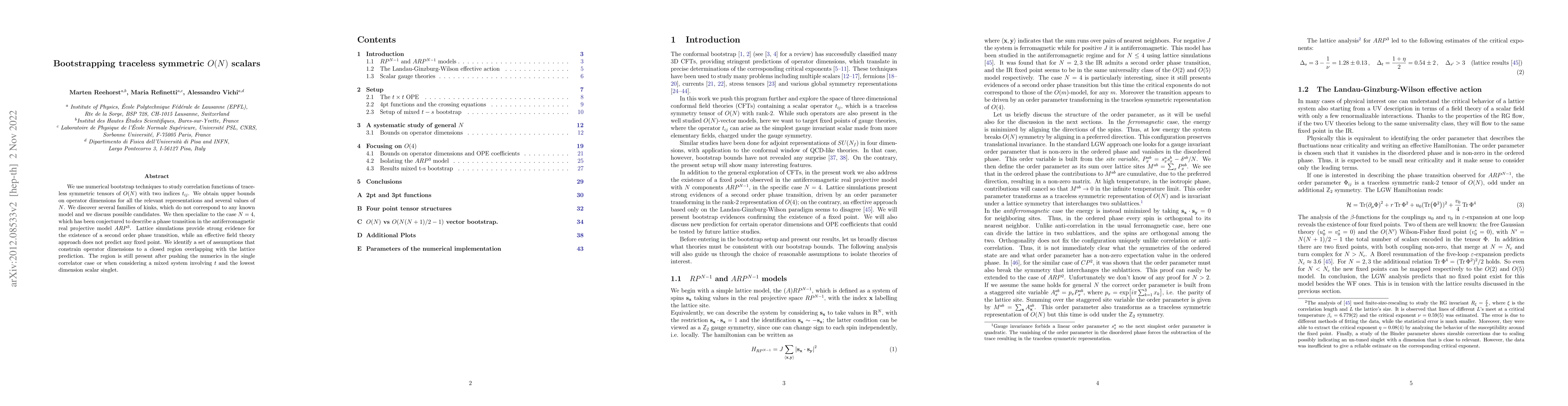Thumbnail for Bootstrapping traceless symmetric $O(N)$ scalars