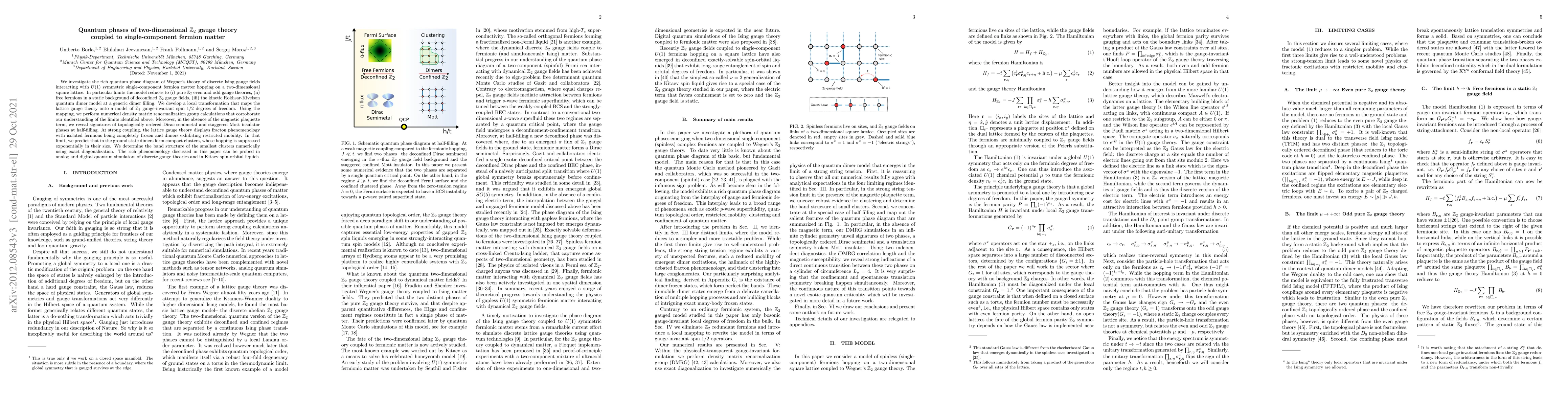 Thumbnail for Quantum phases of two-dimensional $\mathbb{Z}_2$ gauge theory coupled to
  single-component fermion matter
