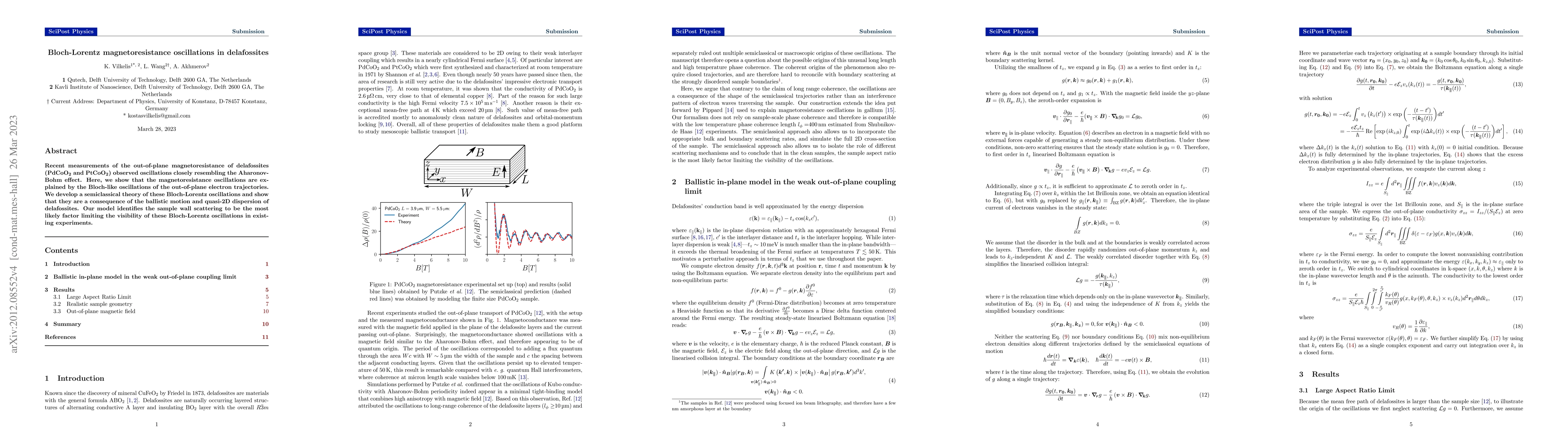 Thumbnail for Bloch-Lorentz magnetoresistance oscillations in delafossites