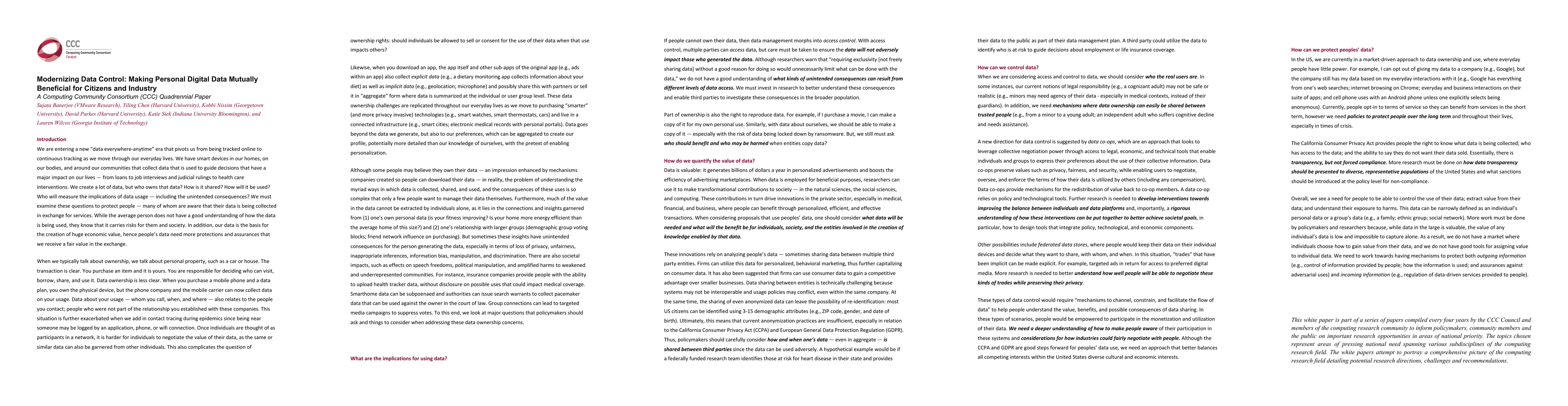 Thumbnail for Modernizing Data Control: Making Personal Digital Data Mutually
  Beneficial for Citizens and Industry
