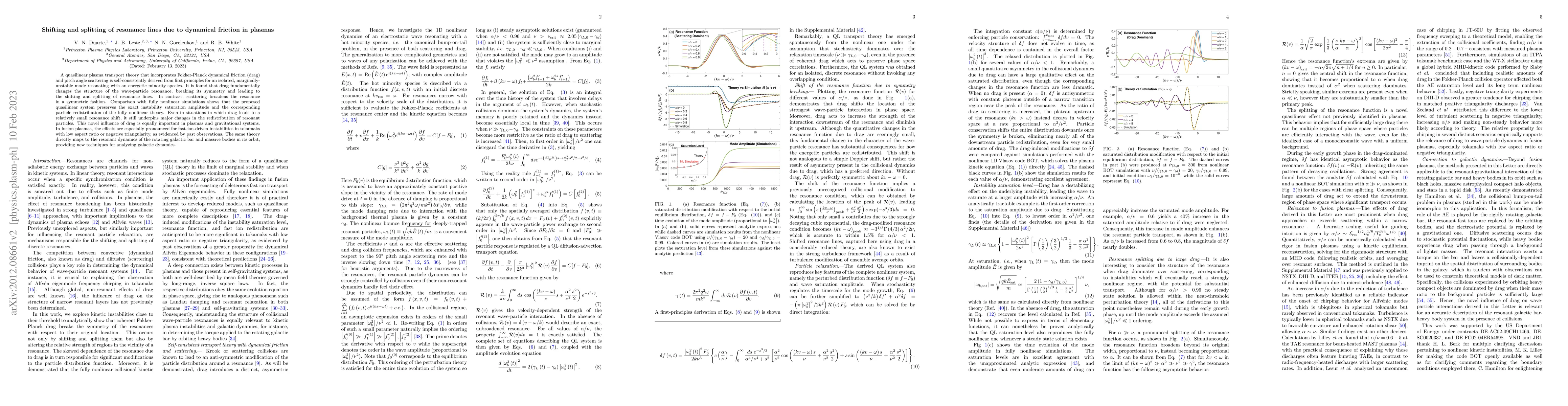 Thumbnail for Shifting and splitting of resonance lines due to dynamical friction in
  plasmas