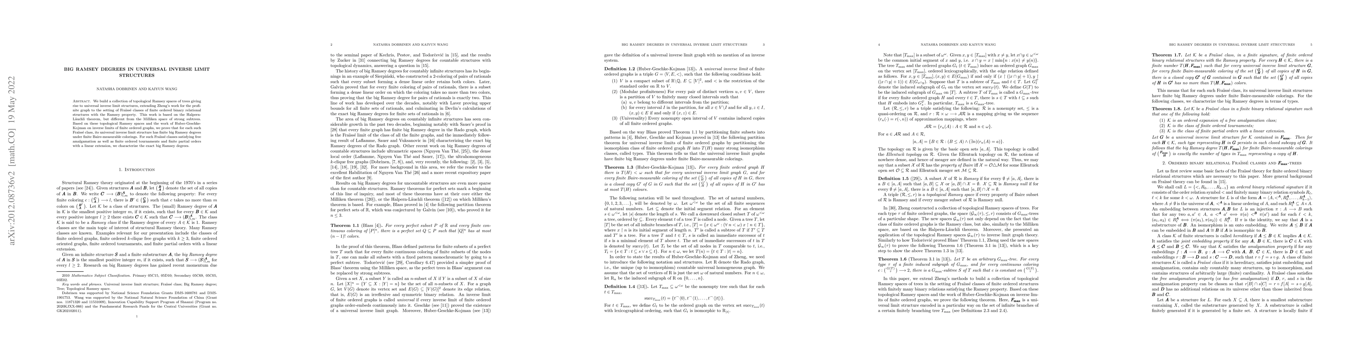 Thumbnail for Big Ramsey degrees in universal inverse limit structures