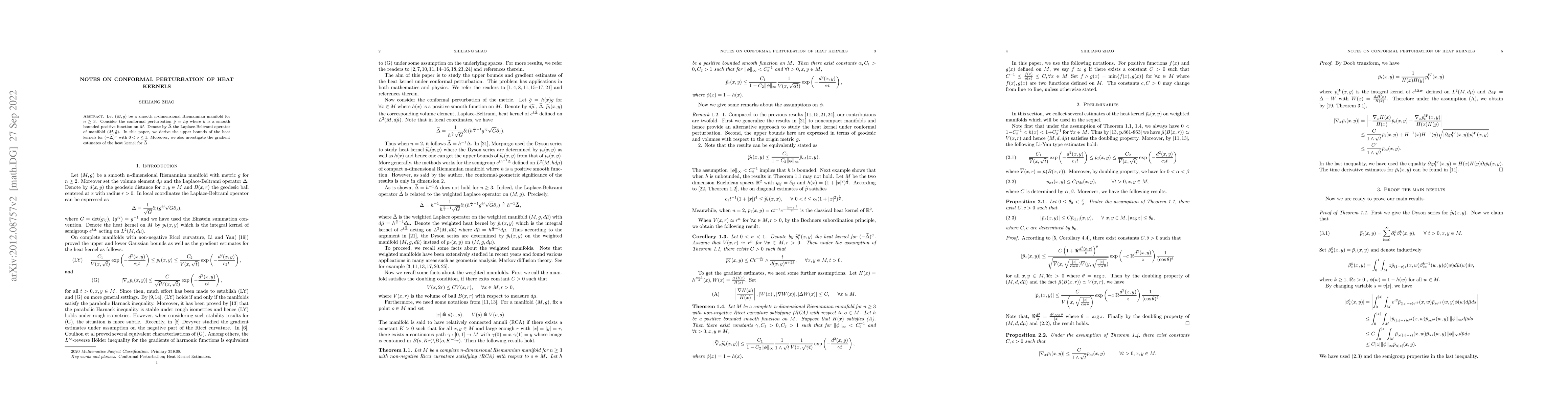 Thumbnail for Conformal Perturbation of Heat Kernels with applications