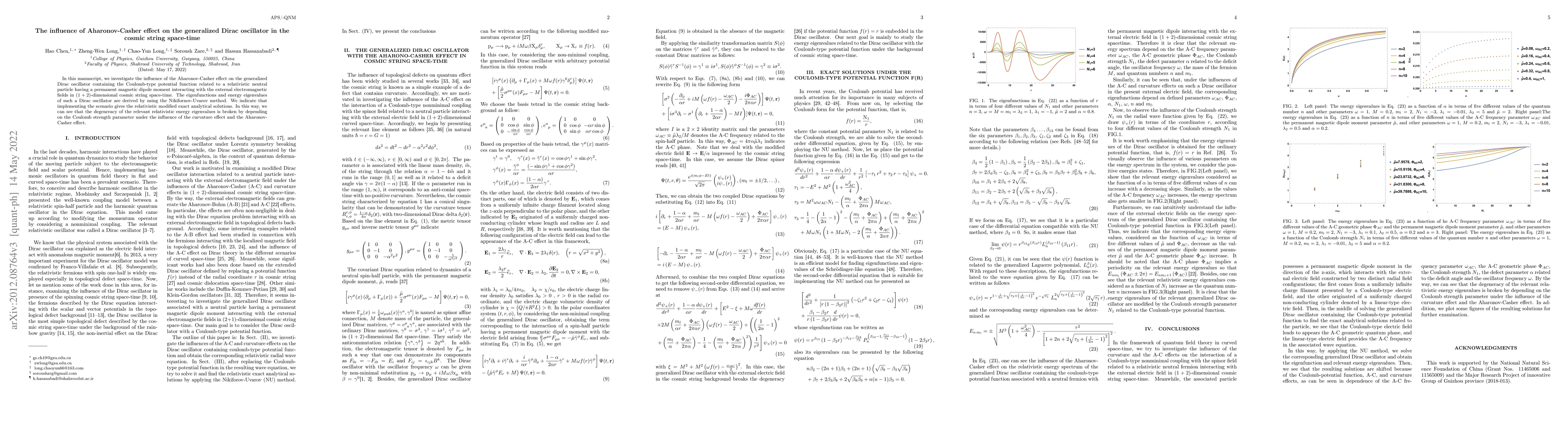 Thumbnail for The influence of Aharonov-Casher effect on the generalized Dirac
  oscillator in the cosmic string space-time