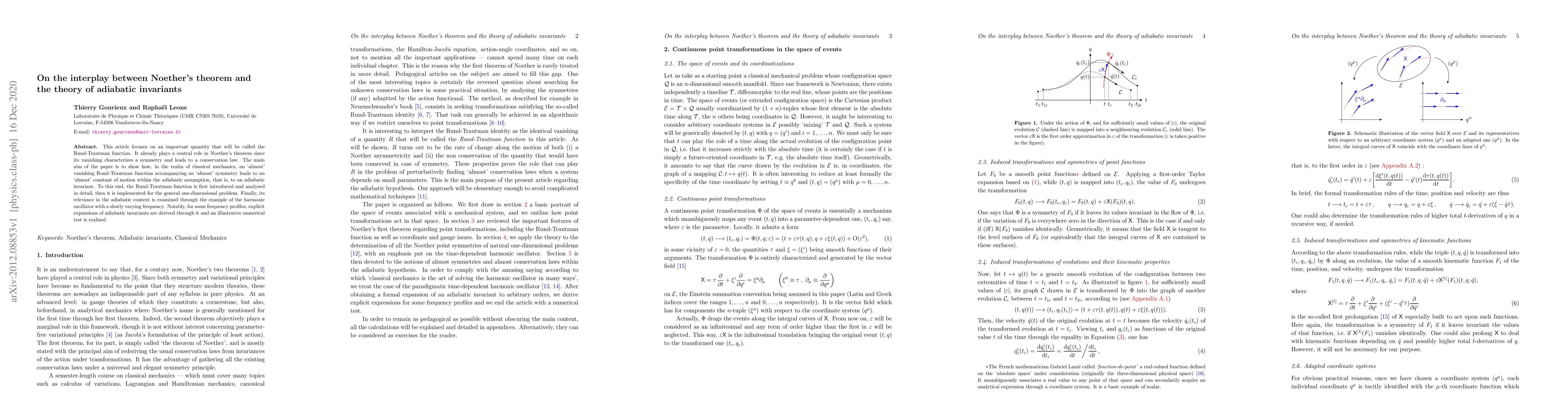 Thumbnail for On the interplay between Noether's theorem and the theory of adiabatic
  invariants