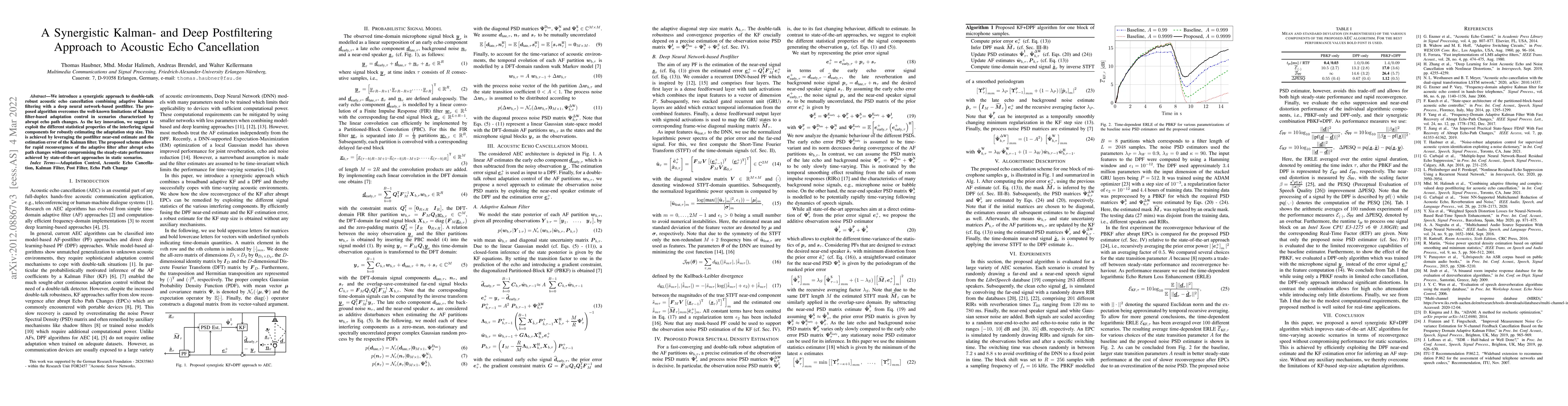Thumbnail for A Synergistic Kalman- and Deep Postfiltering Approach to Acoustic Echo
  Cancellation