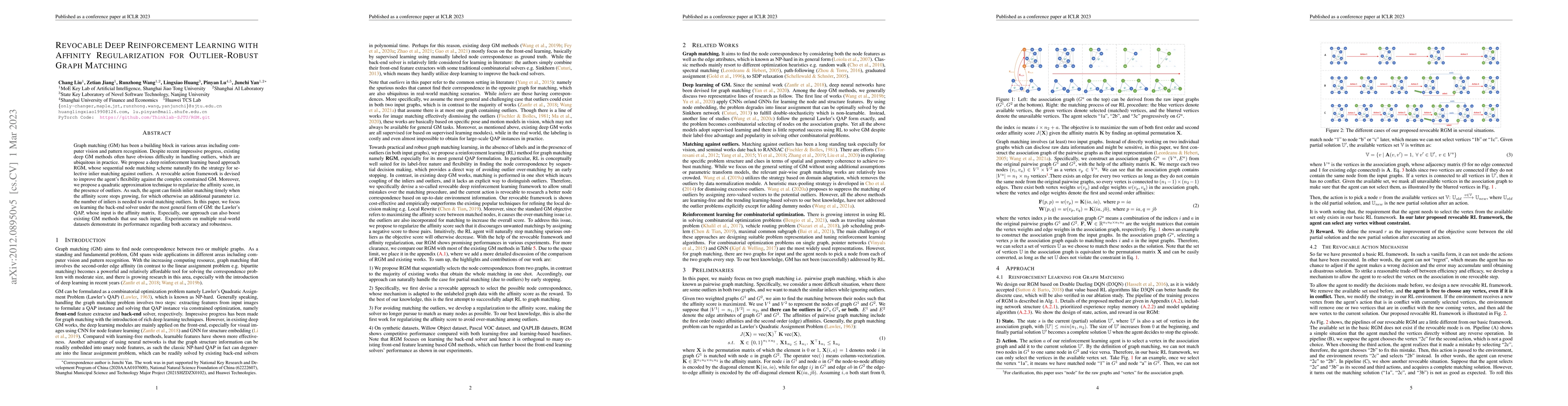 Thumbnail for Revocable Deep Reinforcement Learning with Affinity Regularization for
  Outlier-Robust Graph Matching