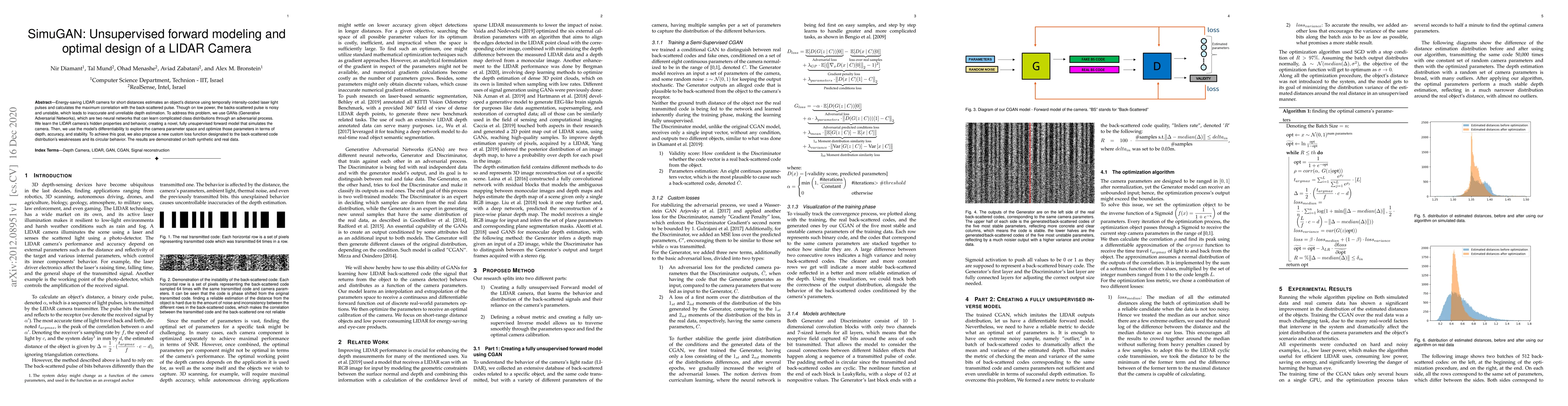 Thumbnail for SimuGAN: Unsupervised forward modeling and optimal design of a LIDAR
  Camera